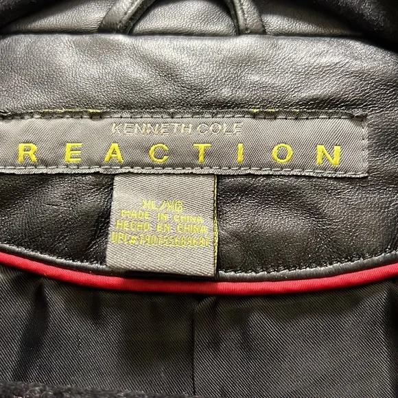 Kenneth Cole Reaction Black Leather Jacket Size XL